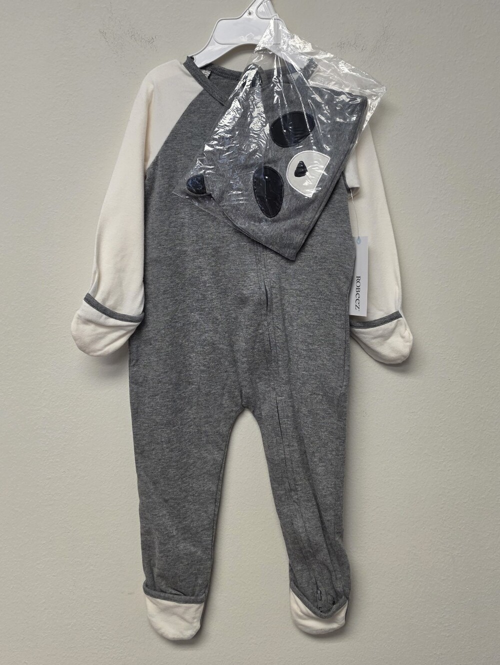 Robeez Racoon One Piece Organic Cotton Black Gray 6 - 9 Months